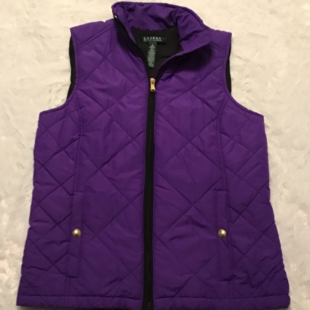 Lauren Ralph Lauren Purple Quilted Vest, Size Sm